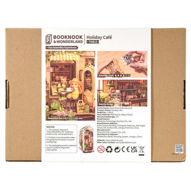 Rolife Holiday Café book nook DIY model kit TGB15 packaging