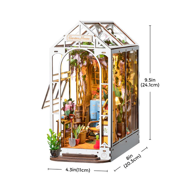 Robotime Rolife greenhouse style miniature book nook dimensions