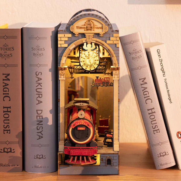 Robotime Rolife DIY book nook train scene with LED light
