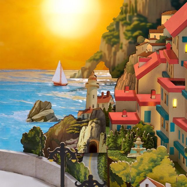 Rolife Mediterranean coastal DIY book nook kit for adults