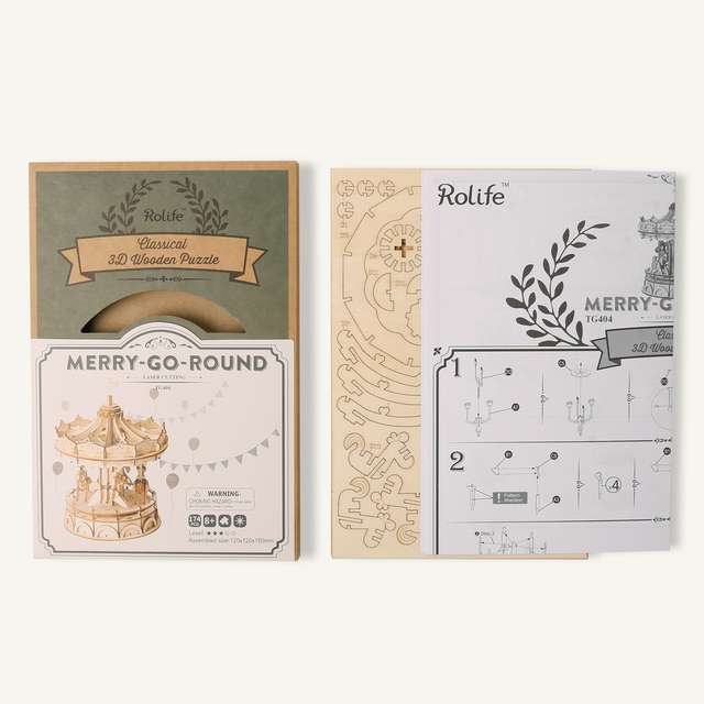Rolife Merry-Go-Round 3D wooden puzzle TG404 packaging