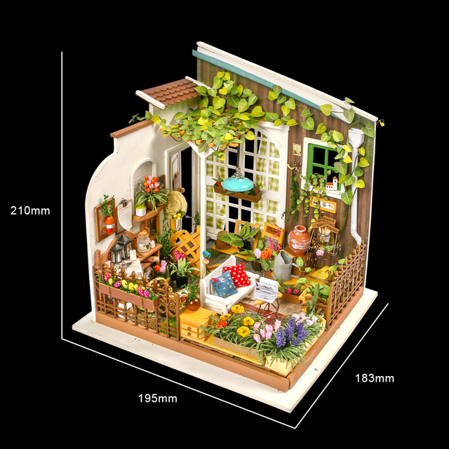 Rolife Miller’s Garden DIY miniature house kit DG108 garden scene dimensions