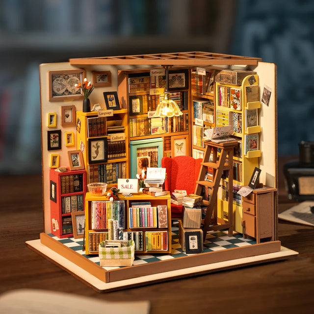 Robotime Rolife DIY library miniature with LED light