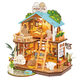 Rolife Puppy's Cozy Villa miniature house with warm LED lighting