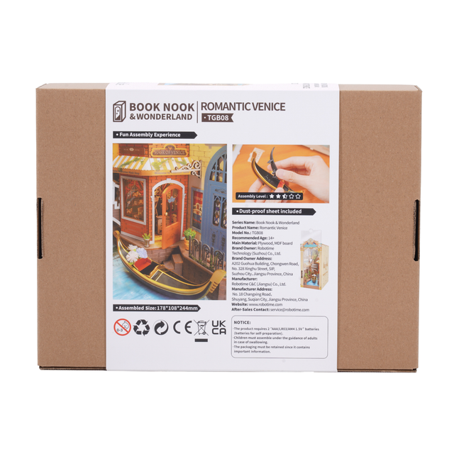 Rolife Romantic Venice book nook DIY model kit TGB08 packaging