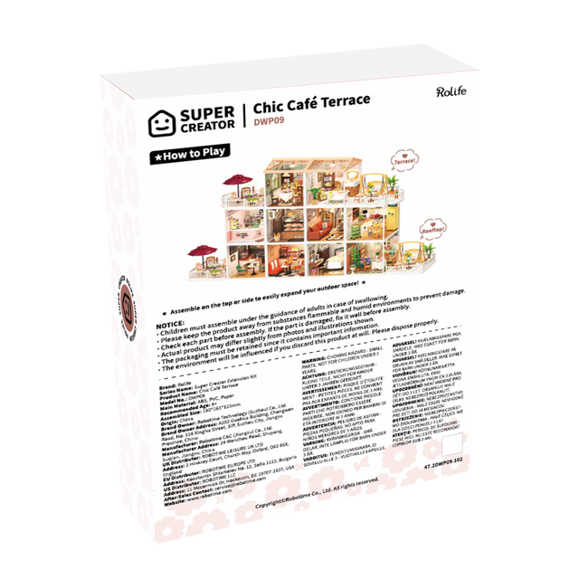 Rolife Super Creator Chic Café Terrace Extension with miniature outdoor furniture