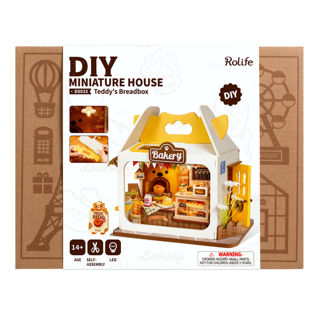 Rolife Teddy’s Breadbox DIY miniature house kit DS033 bakery packaging