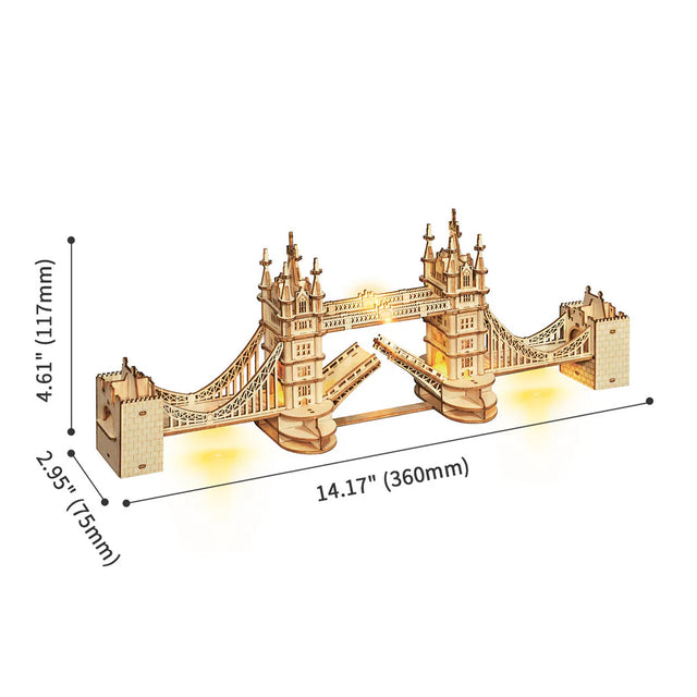Rolife Tower Bridge 3D wooden puzzle TG412 dimensions