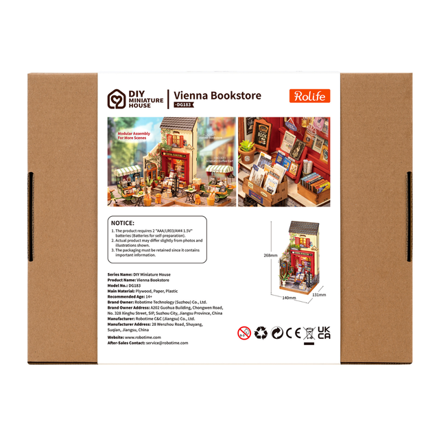 Rolife Vienna Bookstore DIY Miniature House DG183 packaging