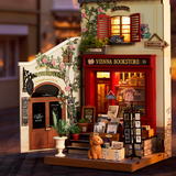 Rolife Vienna Bookstore miniature house with warm LED lighting