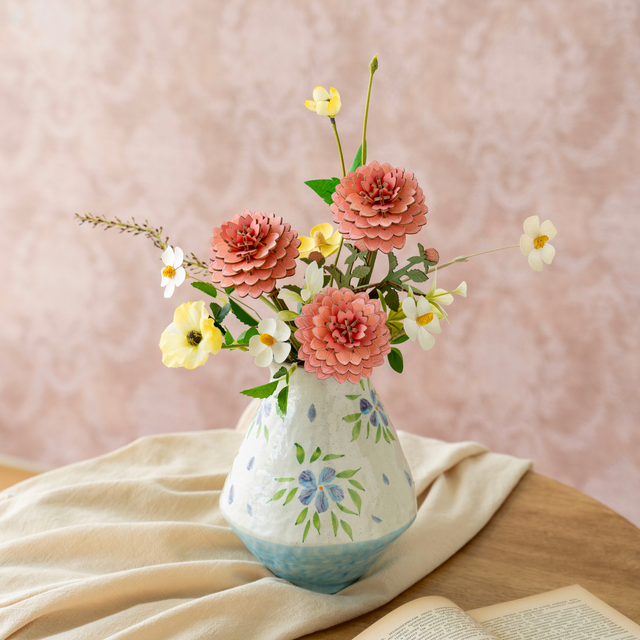 Rowood adult craft kit wooden pink dahlia display