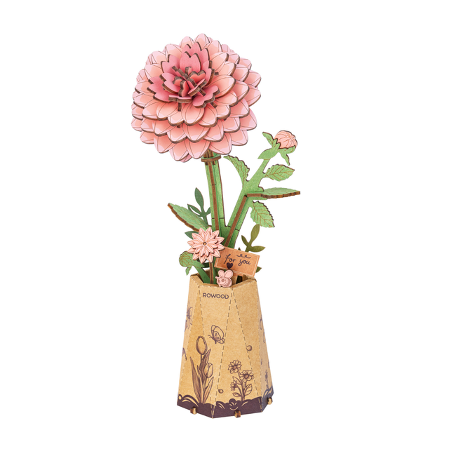 Rowood pink dahlia wooden flower DIY kit TW131