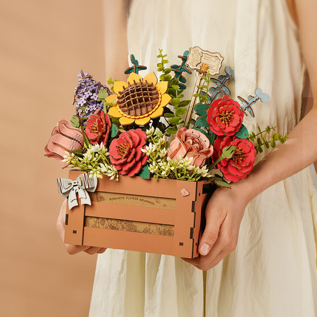 Rowood wooden flower arrangement 3D puzzle for adults