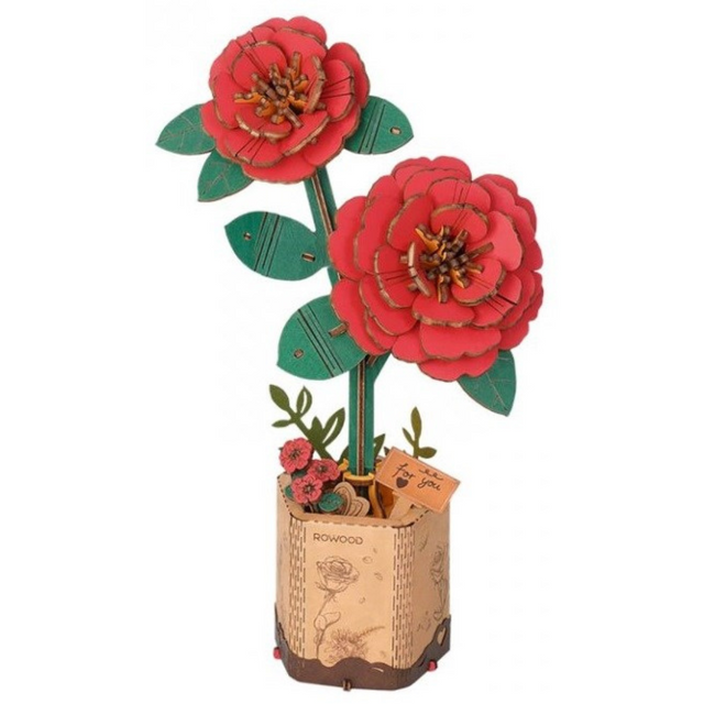 Rowood wooden red camellia DIY kit TW031