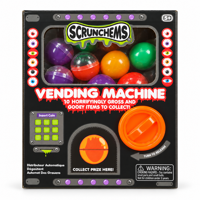 Scrunchems gross Halloween squishy toy vending machine and capsules