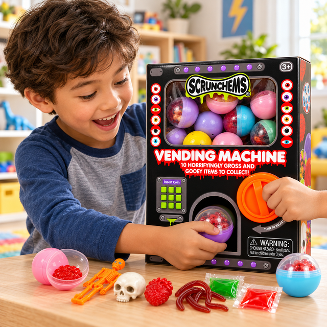 Scrunchems Halloween vending machine with mystery sensory toy capsules