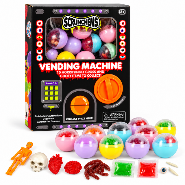 Scrunchems Gross Squishy Halloween Vending Machine with 10 mystery capsules
