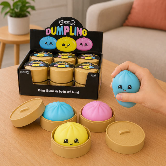 Scrunchems large bao bun squishy fidget toy in assorted colours for stress relief, sensory play and improved focus