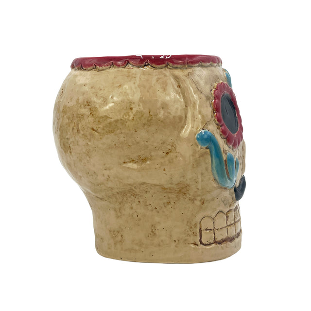 Skull flower pot halloween home decor gothic plant holder