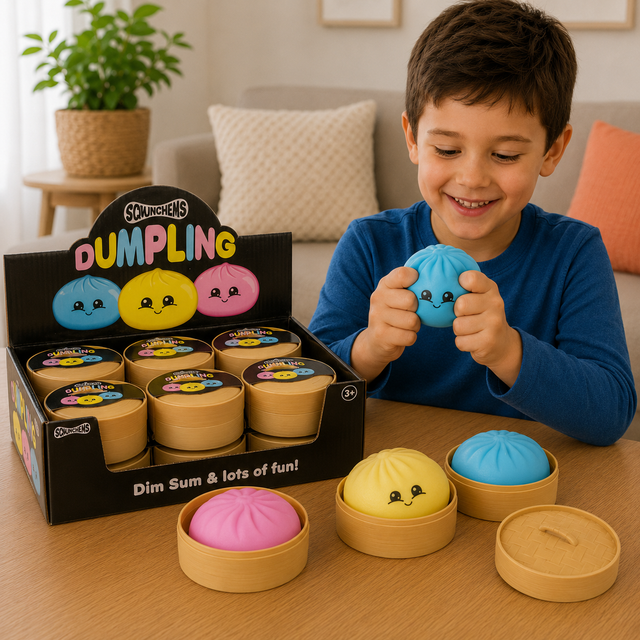 Soft Scrunchems large bao bun sensory squishy toy with squeezable texture in assorted colours for tactile play