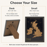 Splosh Black UK and Ireland travel map Desk and Small size comparison