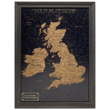 Splosh Black UK and Ireland travel map with 100 metallic push pins