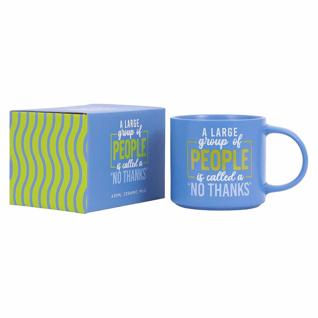 Splosh Cheeky Mug No Thanks with colourful gift box – blue witty mug with playful packaging, ideal gift for coffee lovers or coworkers.