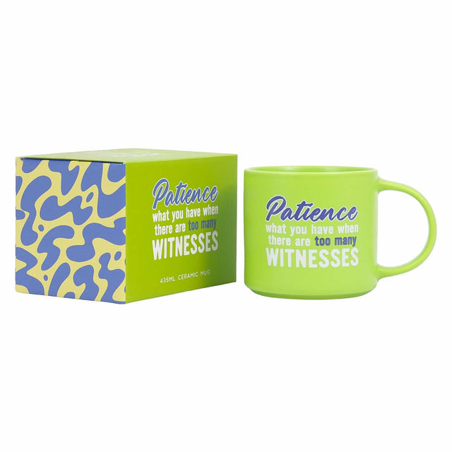 Splosh Cheeky Mug Patience – witty mug with packaging box and humorous saying for coffee lovers.