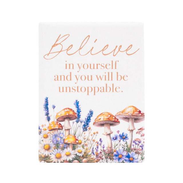 Cottage Grove Believe ceramic fridge magnets by Splosh with heartful message and floral design.