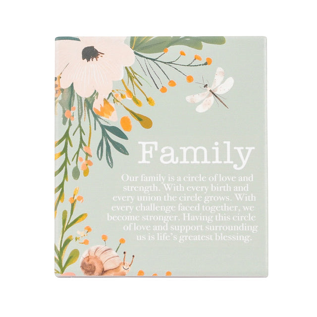 Cottage Grove Family Verse ceramic Family plaque by Splosh with heartful message and floral design ideal for presents.