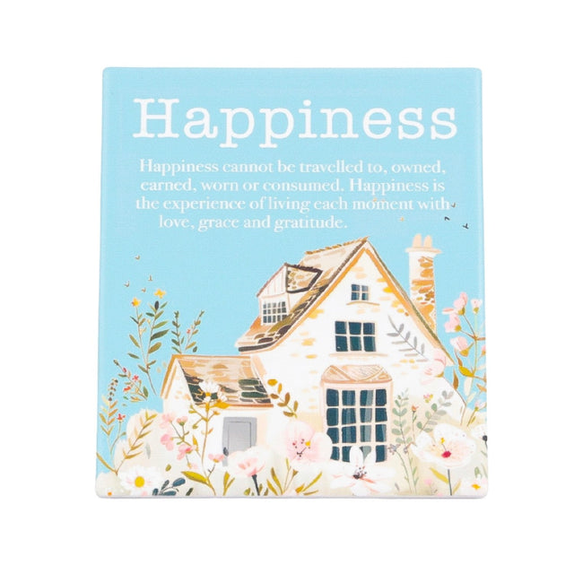 Cottage Grove Happiness Verse ceramic plaque by Splosh with heartful positive message and floral design ideal for positive gifts.