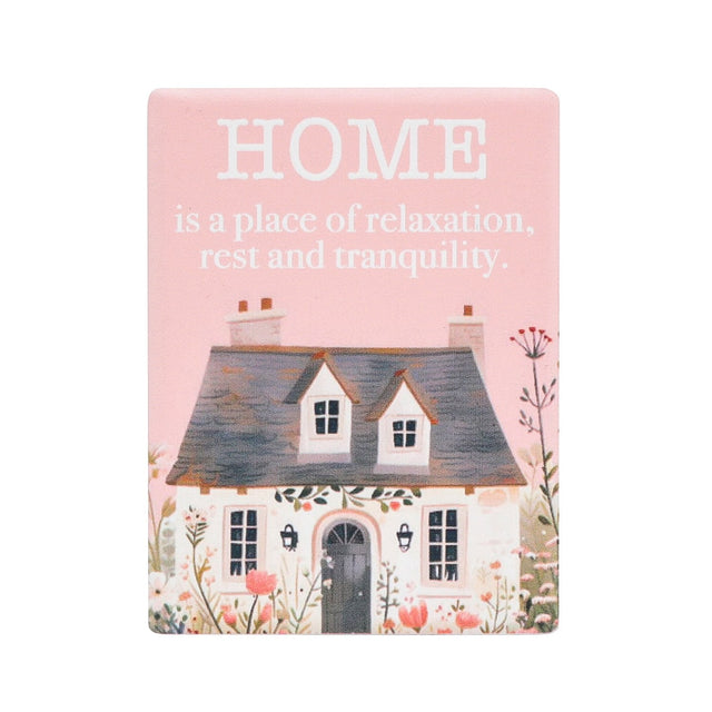 Cottage Grove Home ceramic fridge magnets by Splosh with heartful message and house design.