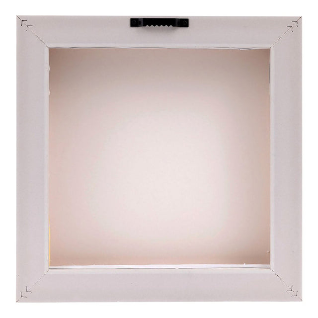 Close up of back of Cottage Grove Pink Hen Framed Canvas featuring hook