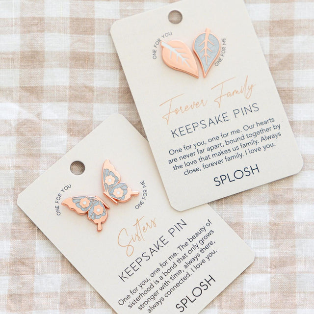 Splosh Forever Family Keepsake Pin with sentimental message on backing card
