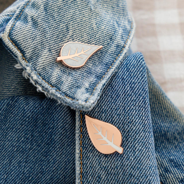 Family Keepsake Pin from Splosh worn on a denim jacket