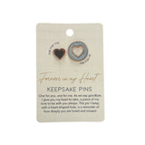 Splosh Forever Connected Heart Keepsake Pins displayed on product backing card