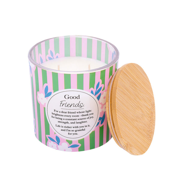 Splosh Good Friends 340g scented candle with colourful floral design