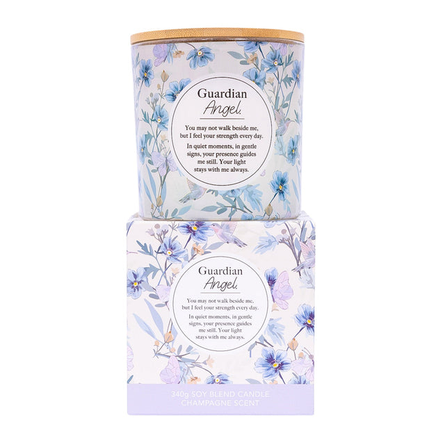 Splosh Guardian Angel memorial candle with comforting message and floral design