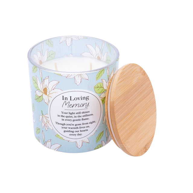 Splosh In Loving Memory 340g scented candle with blue floral design
