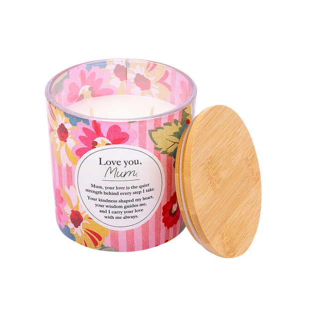 Splosh Meaningful Melts Mum 340g scented candle with pink floral design