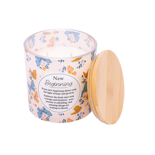 Splosh New Beginnings scented candle 340g with colourful butterfly design