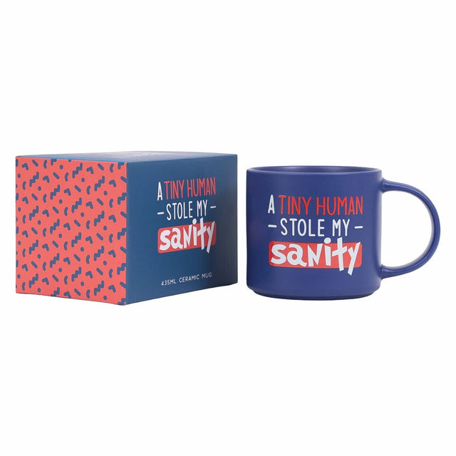 Blue Splosh Cheeky Mug and matching printed box – witty coffee cup gift idea for parents.