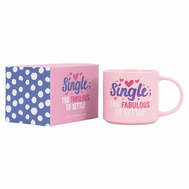 Splosh Cheeky Mug Single in pink with matching printed box – funny, witty coffee mug gift for singles.
