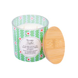 Splosh Sister 340g scented candle with green floral design