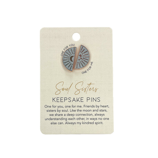 Splosh Forever Connected Soul Sisters Keepsake Enamel Pins on backing card