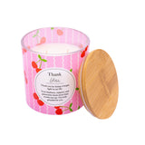 Splosh Thank You 340g scented candle with pink cherry design