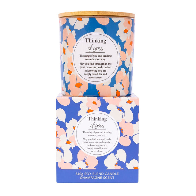 Splosh Thinking of You candle gift with blue floral design