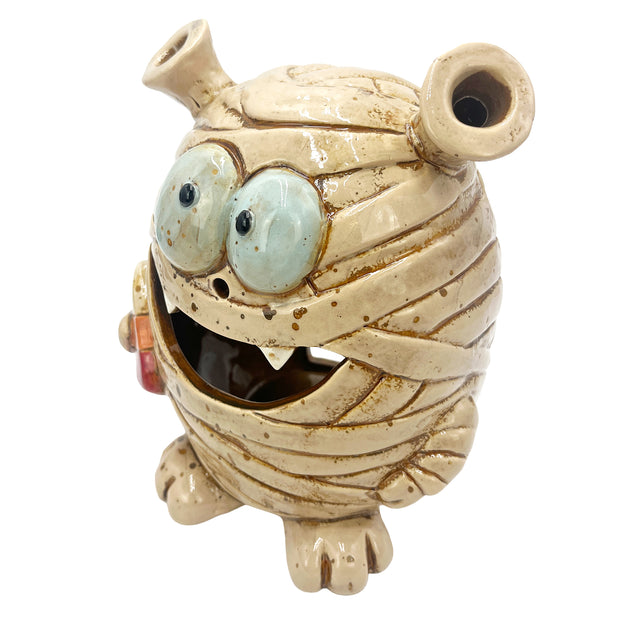 Spooky mummy tealight holder room decor glowing candle holder detail