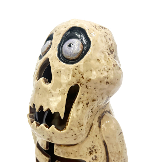 Spooky skeleton lantern tealight holder glowing halloween accessory