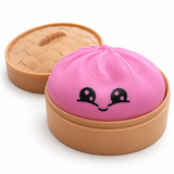Squeezy Dumpling sensory squishy toy in pink with basket – assorted colour supplied